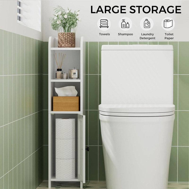 Lark Manor??? Small Bathroom Storage Corner Floor Cabinet with Door ...